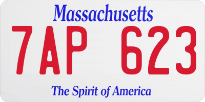 MA license plate 7AP623