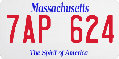 MA license plate 7AP624
