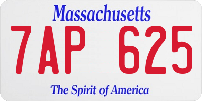 MA license plate 7AP625