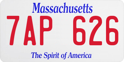MA license plate 7AP626