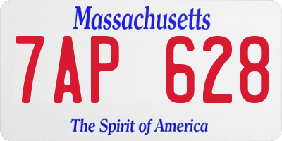 MA license plate 7AP628