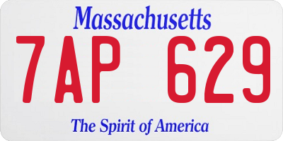 MA license plate 7AP629
