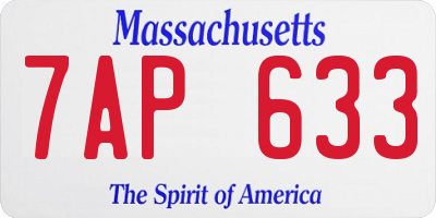 MA license plate 7AP633