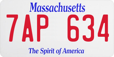 MA license plate 7AP634