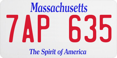 MA license plate 7AP635