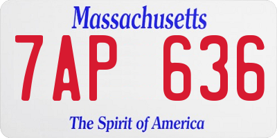 MA license plate 7AP636