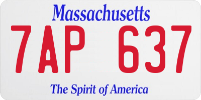 MA license plate 7AP637
