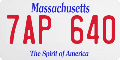 MA license plate 7AP640