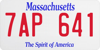 MA license plate 7AP641