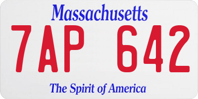 MA license plate 7AP642