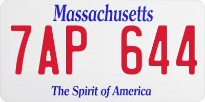 MA license plate 7AP644
