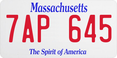 MA license plate 7AP645