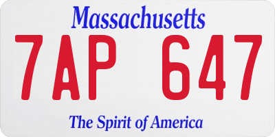 MA license plate 7AP647