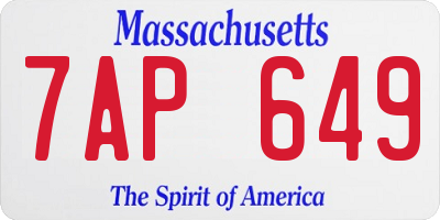 MA license plate 7AP649
