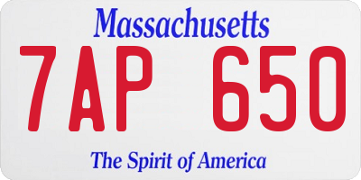 MA license plate 7AP650
