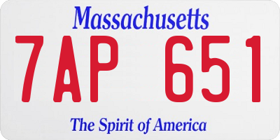 MA license plate 7AP651