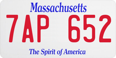 MA license plate 7AP652