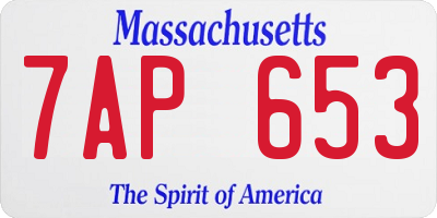 MA license plate 7AP653
