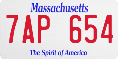 MA license plate 7AP654