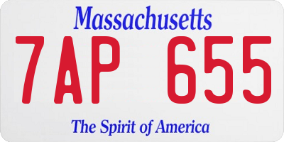 MA license plate 7AP655