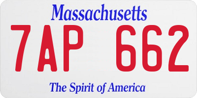 MA license plate 7AP662