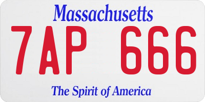 MA license plate 7AP666