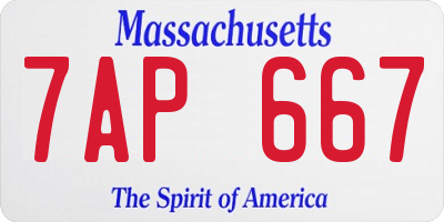 MA license plate 7AP667