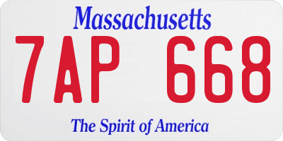 MA license plate 7AP668