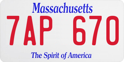 MA license plate 7AP670