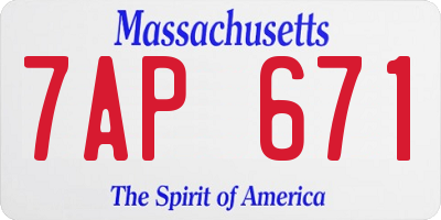 MA license plate 7AP671