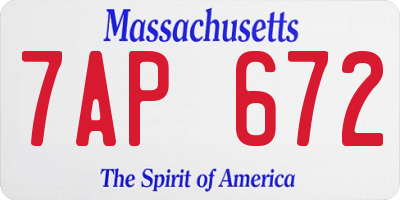 MA license plate 7AP672