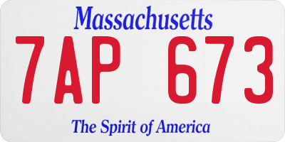 MA license plate 7AP673