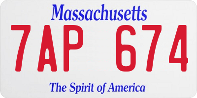 MA license plate 7AP674