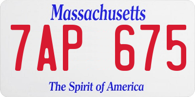 MA license plate 7AP675
