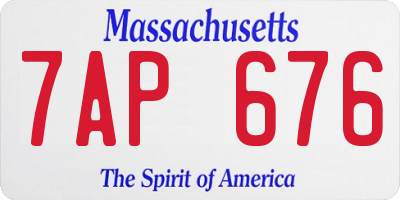 MA license plate 7AP676