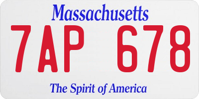 MA license plate 7AP678