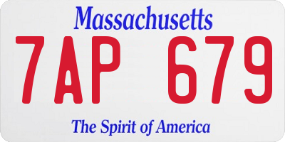 MA license plate 7AP679