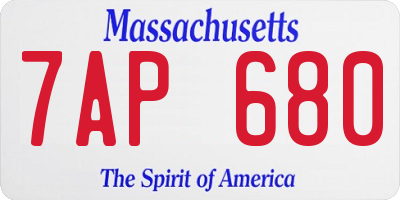 MA license plate 7AP680