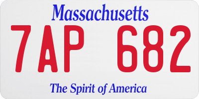 MA license plate 7AP682