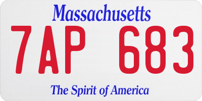MA license plate 7AP683