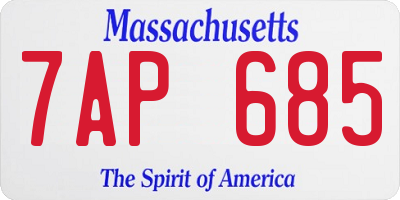 MA license plate 7AP685