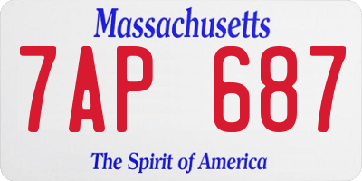 MA license plate 7AP687