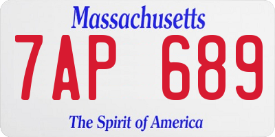 MA license plate 7AP689