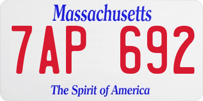 MA license plate 7AP692