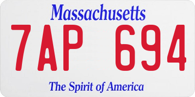 MA license plate 7AP694