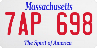 MA license plate 7AP698