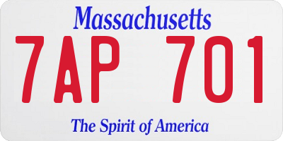 MA license plate 7AP701