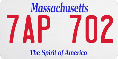 MA license plate 7AP702