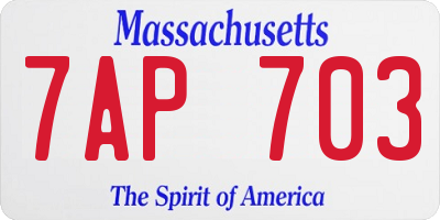 MA license plate 7AP703