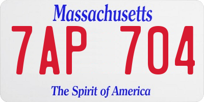 MA license plate 7AP704